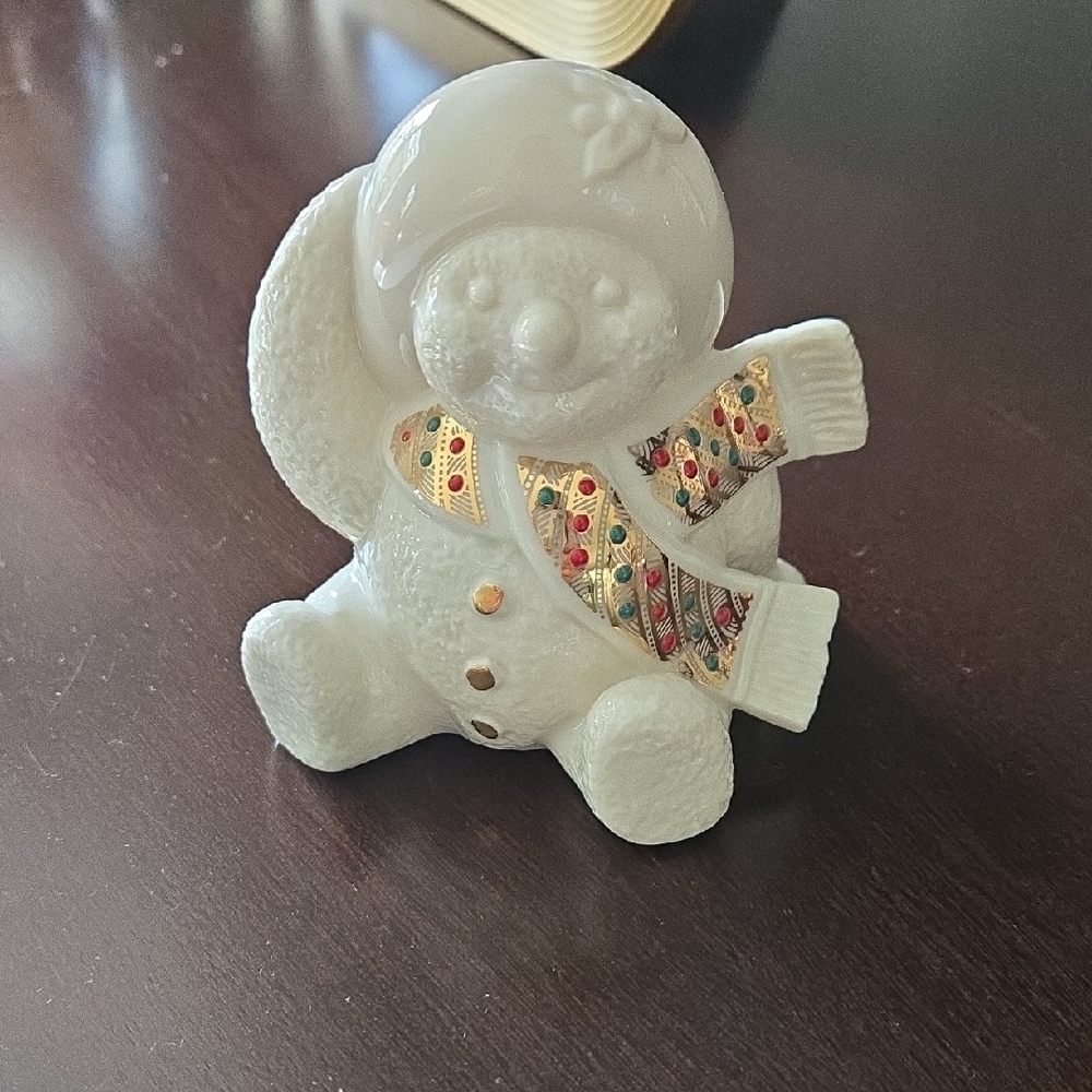 Lenox Snowman Figurine with Gold and Red Accents